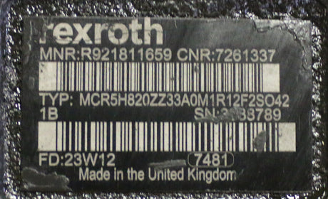 REXROTH ­-­ MCR5H820ZZ33A0M1R12F2SO421B ­-­ MOTOR CARRIER ASSEMBLY