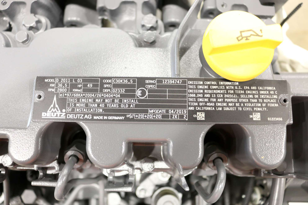 DEUTZ DIESEL ­-­ C30K36.5 ­-­ ENGINE - 36.5KW/49HP 2800RPM D2011L03