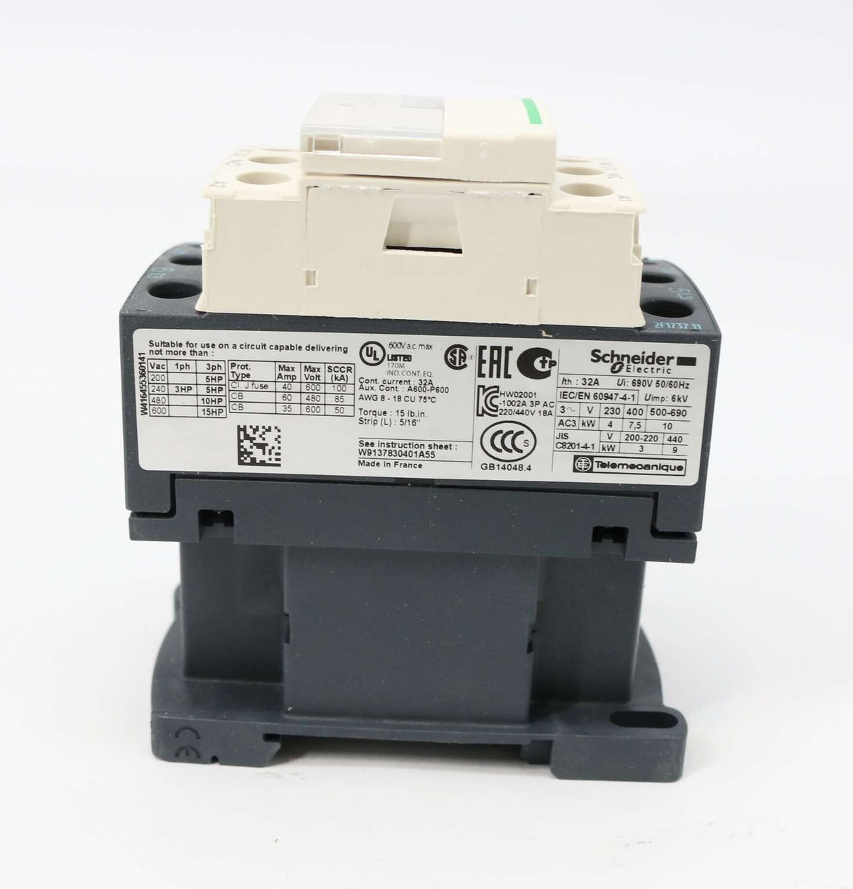 SCHNEIDER ELECTRIC ­-­ LC1D18E7 ­-­ SWITCH 18A - 48 V AC COIL 3P