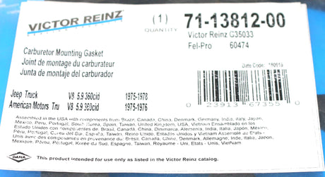 VICTOR REINZ ­-­ G35033 ­-­ GASKET - CARBURETOR