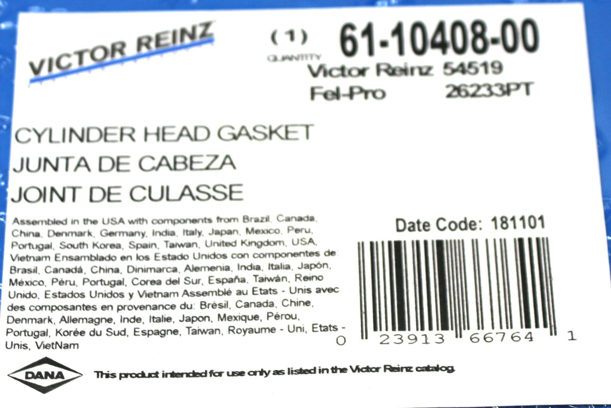 VICTOR REINZ ­-­ 54519 ­-­ GASKET - CYLINDER HEAD MAHLE 54519