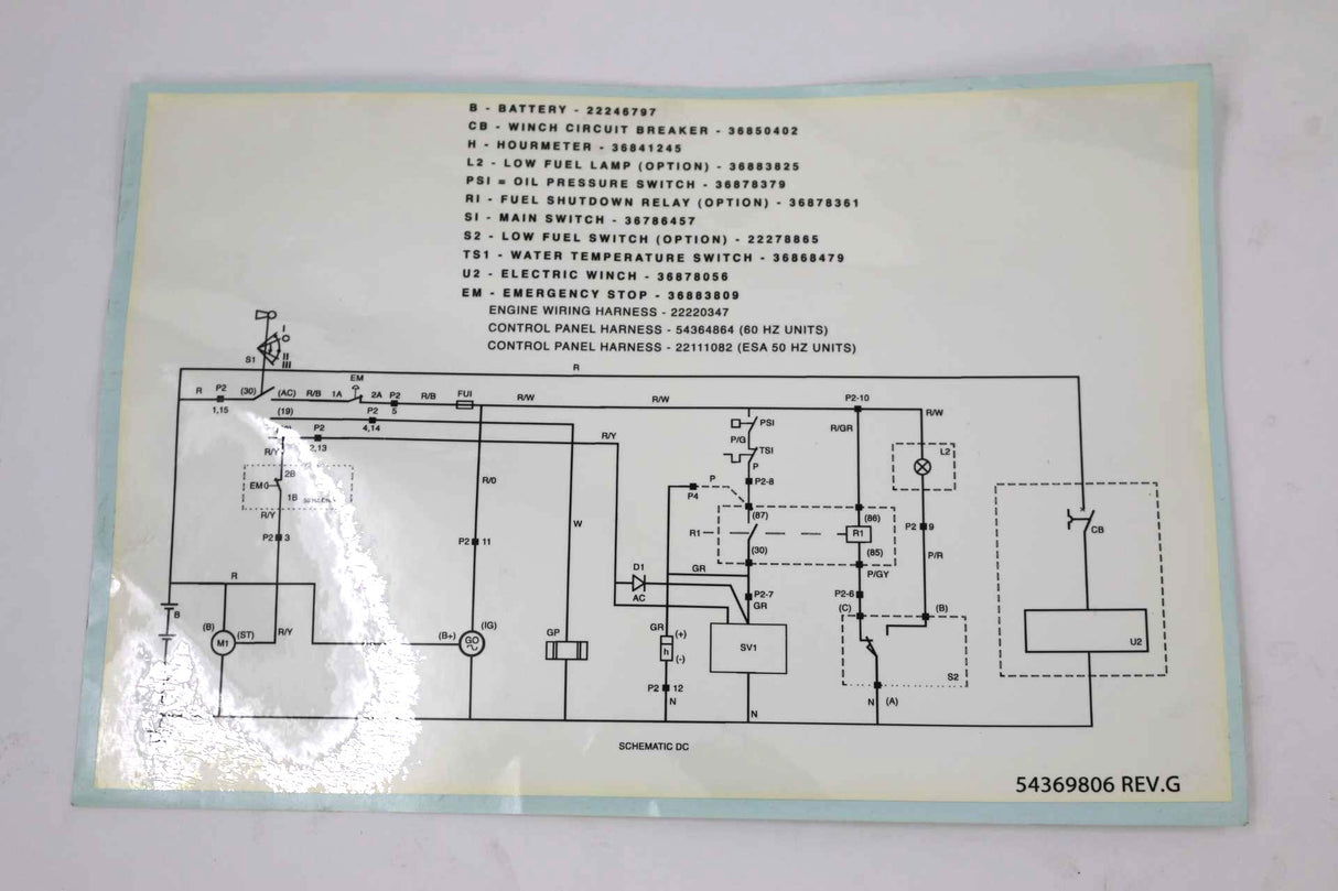 BOBCAT PORTABLE POWER ­-­ 54369806 ­-­ DECAL - ENGINE WIRING