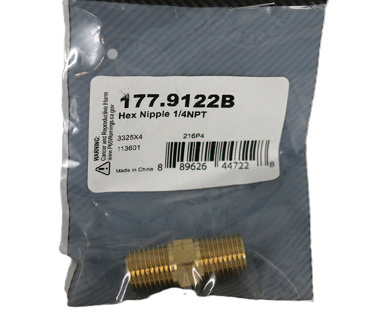 AUTOMANN ­-­ 177.9122B ­-­ 1/4 HEX NIPPLE BP122-4