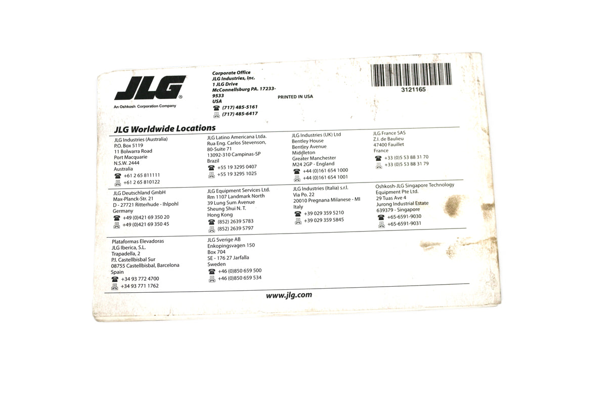 JLG ­-­ 3121165 ­-­ MANUAL - ES GLOBAL OPERATOR