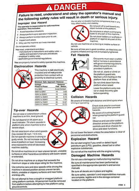 GENIE ­-­ 97890GT ­-­ DECAL - DANGER - GEN SAFETY RULES
