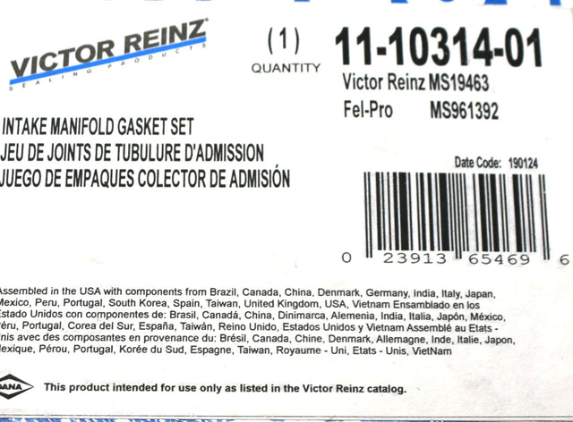 VICTOR REINZ ­-­ MS19463 ­-­ GASKET - INTAKE MANIFOLD MAHLE MS19463