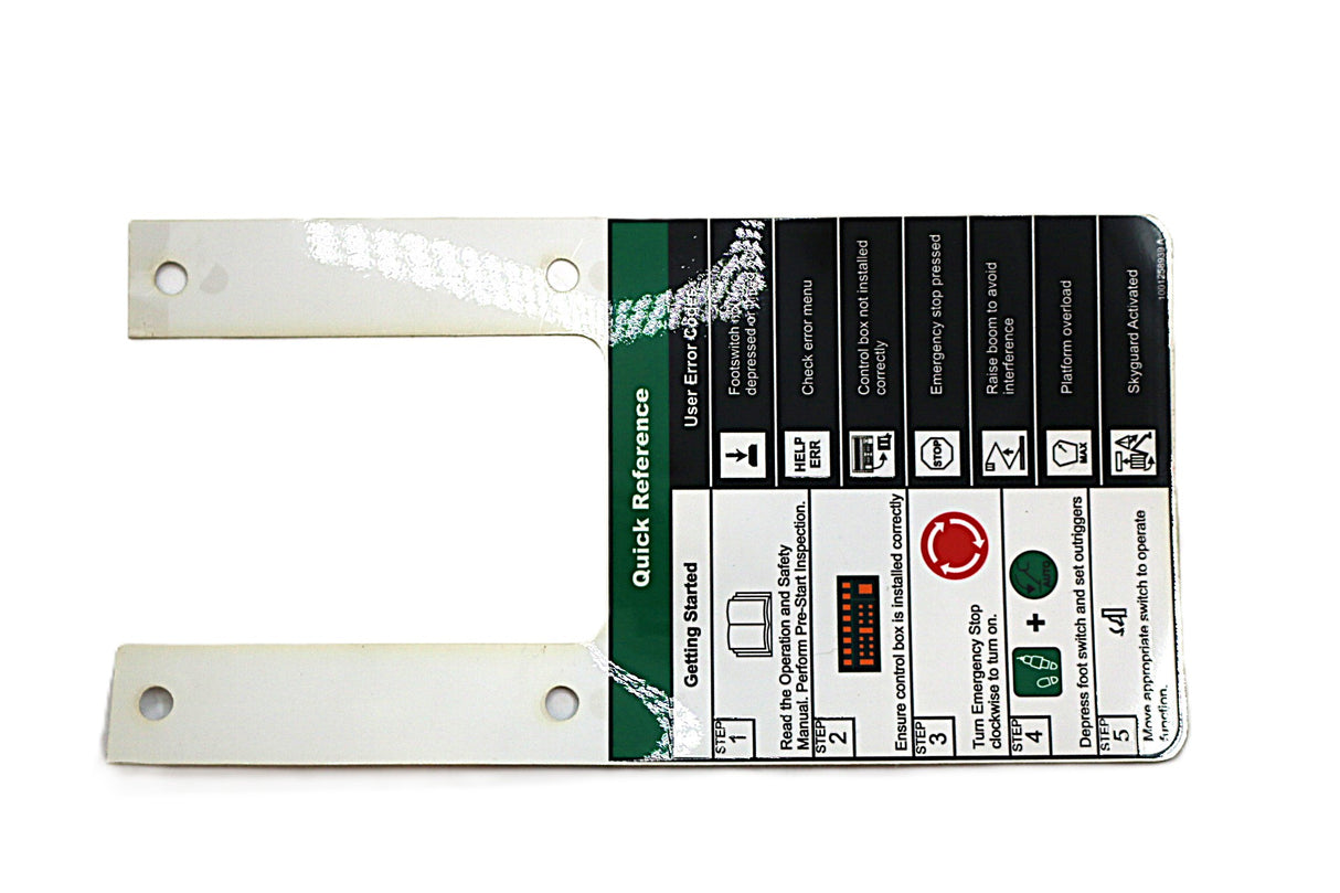 JLG ­-­ 1001258939 ­-­ DECAL - QUICK START REFERENCE