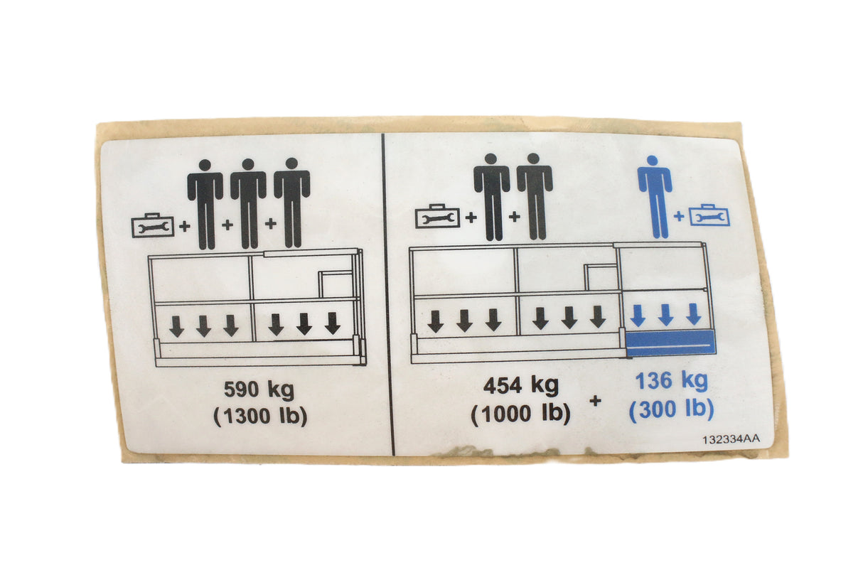 JLG ­-­ 70043124 ­-­ DECAL - VL - PLATFORM CAPACITY