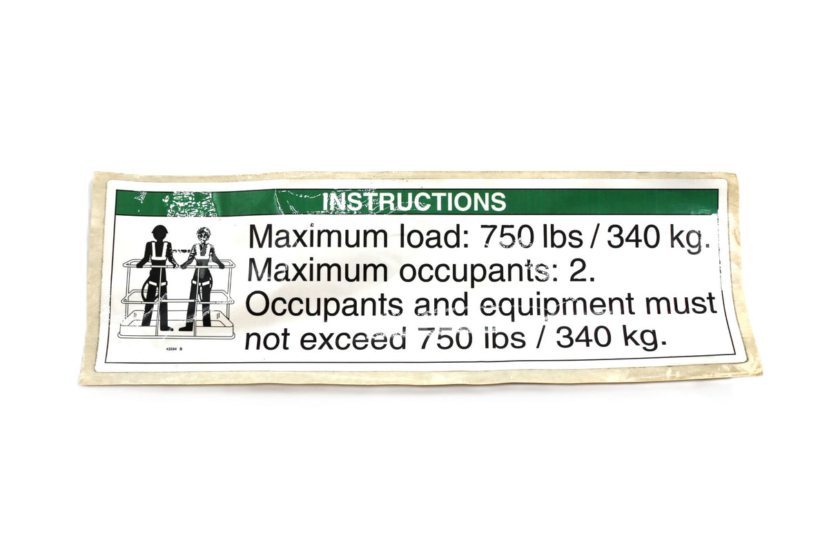 JLG ­-­ 70041861 ­-­ DECAL - NOTICE - MAX LOAD 750LBS