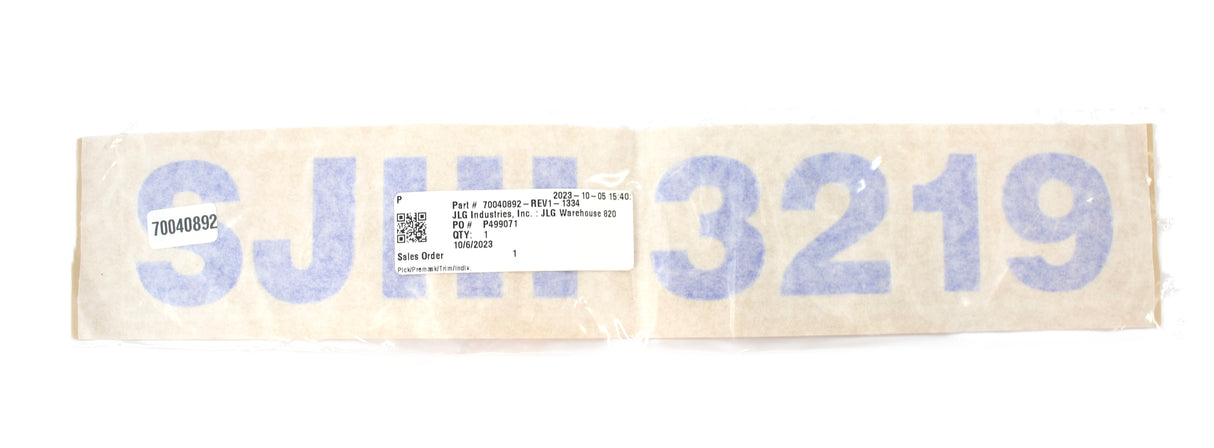 JLG ­-­ 70040892 ­-­ SJIII 3219 MODEL LABEL