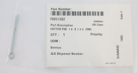 JLG ­-­ 70051582 ­-­ COTTER PIN - 1|8" X 1-3|4" ZINC