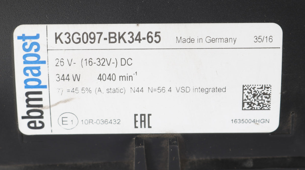 EBM-PAPST ­-­ K3G097-BK34-65 ­-­ BLOWER A|C PARCEL RACK