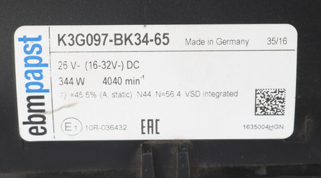 EBM-PAPST ­-­ K3G097-BK34-65 ­-­ BLOWER A|C PARCEL RACK