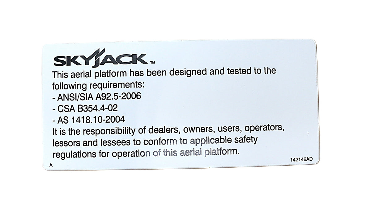 SKYJACK - 142146 - LABEL - ON|OFF SLAB ANSI 2006|C