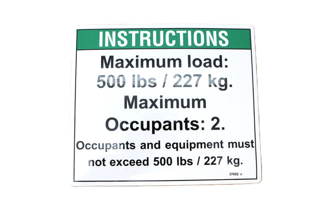 GENIE - 37052GT - DECAL - NOTICE MAX LOAD 500LBS