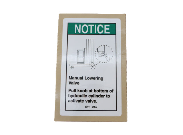 GENIE ­-­ 37141GT ­-­ DECAL - NOTICE - MANUAL LOWERING