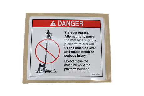 GENIE ­-­ 31070GT ­-­ DECAL - DANGER - TIP-OVER HAZARD