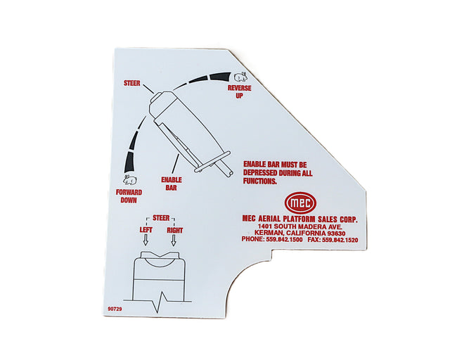 MEC AERIAL WORK PLATFORMS (ZHEJIANG DINGLI MACH) - 90729 - DECAL - UPPER CONTROL JOYSTICK
