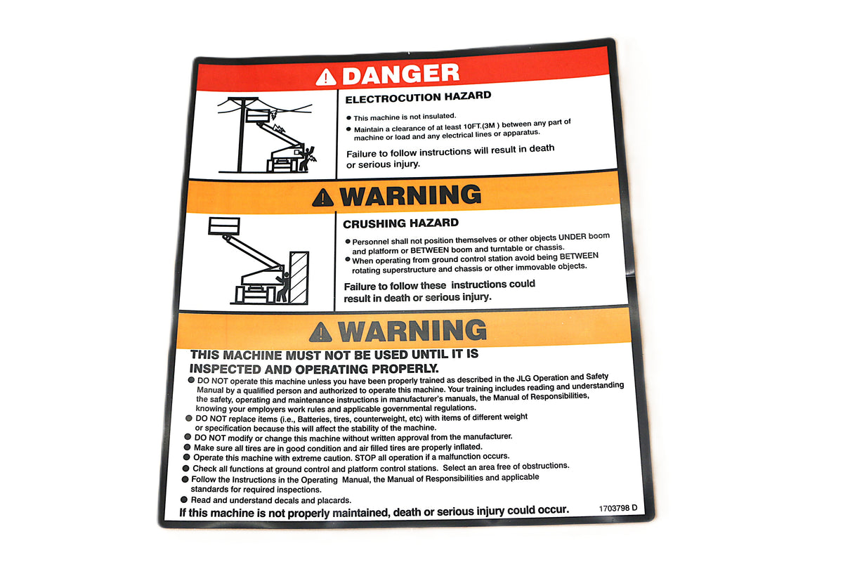 JLG - 1703798 - DECAL - WARNING|DANGER MTB
