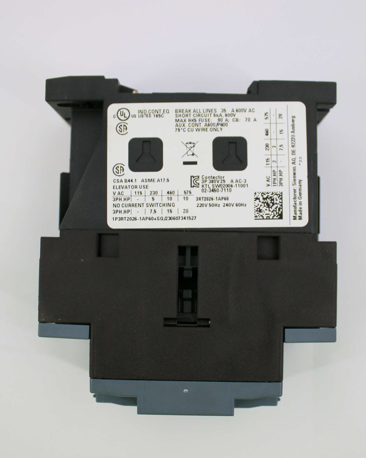 SIEMENS - 3RT2026-1AP60 - CONTACTOR